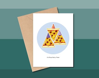 Pizza Party Birthday Card, Cute Food Design
