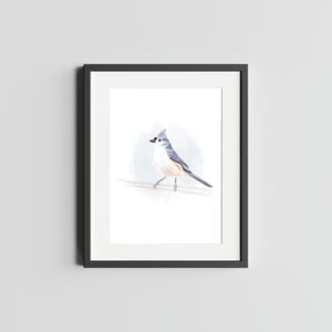 Impression d'art 5 x 7 de mésange touffue de mésange oiseau art décoration d'intérieur art mural de mésange aquarelle illustration d'oiseau carte postale de mésange oeuvre d'art