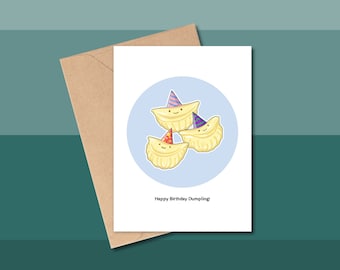 Happy Birthday Dumpling Card, Cute Food Pun Card
