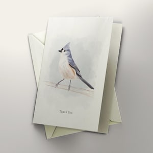 Carte de voeux vierge Mésange en touffes, Carte de remerciement Mésange en touffes, Carte de voeux oiseau Carte minimaliste, Carte oiseau mignon, Carte vierge Mésange en touffes