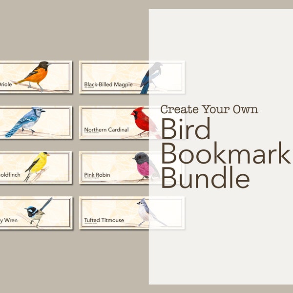 BIRD BOOKMARK BUNDLES, Bird Gifts, Gifts for Bookworms, Gifts for Readers, Book Accessories, Lootbag Stuffers, Bird Art, Bird Illustration
