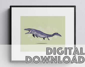 MOSASAURUS Dinosaur Print, Printable Art Print, Digital Art Print, Instant Download, Dinosaur Gifts, Dinosaur Poster, Digital Wall Art