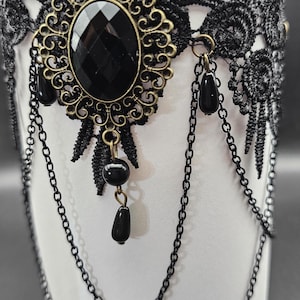 Victorian Gothic Black Lace Choker Necklace