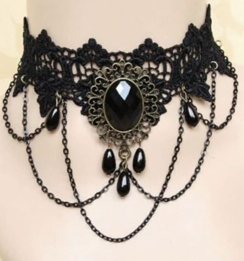 Choker necklace black best sale lace