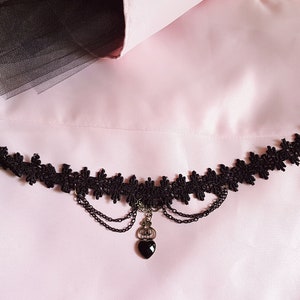 Handgemachte trendige schwarze Spitze Goth Choker Halskette