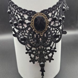 Victorian Gothic Black Lace Statement Necklace
