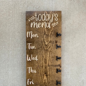 Tableau de menu, Planificateur de menu hebdomadaire, Planificateur de dîner familial, Décor de cuisine, Cuisine rustique, Cadeau pour maman, Organisateur familial