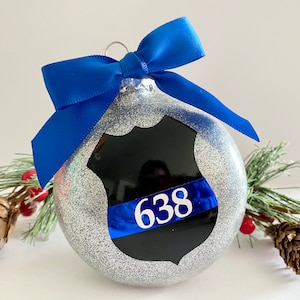 Police Christmas Ornament, Custom Police Badge Christmas Ornament, Police Shield Ornament, Police Badge Ornament, Back the Blue gift