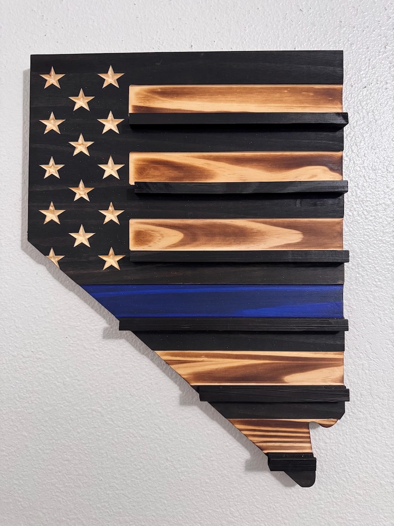 State Shaped Challenge Coin Display: Thin Blue Line Police Gift, Thin Red Line Gift, Military Gift, Thin Green Line Lift, Thin Yellow Line image 19