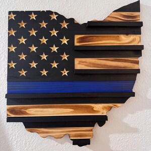 State Shaped Challenge Coin Display: Thin Blue Line Police Gift, Thin Red Line Gift, Military Gift, Thin Green Line Lift, Thin Yellow Line image 6