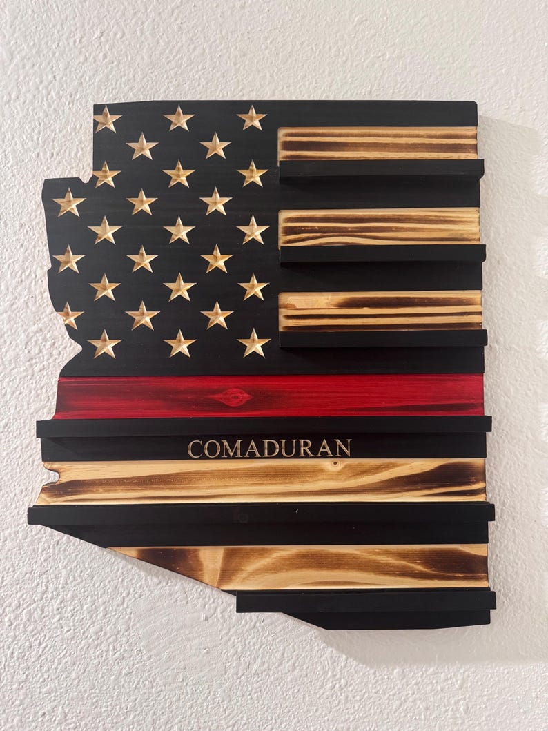 State Shaped Challenge Coin Display: Thin Blue Line Police Gift, Thin Red Line Gift, Military Gift, Thin Green Line Lift, Thin Yellow Line image 15