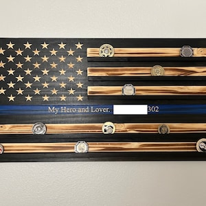 Thin blue line coin display, Blue line flag, Custom police flag, Challenge coin display, Retirement gift for Police Officer, Police gift
