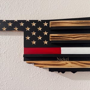 State Shaped Challenge Coin Display: Thin Blue Line Police Gift, Thin Red Line Gift, Military Gift, Thin Green Line Lift, Thin Yellow Line image 12