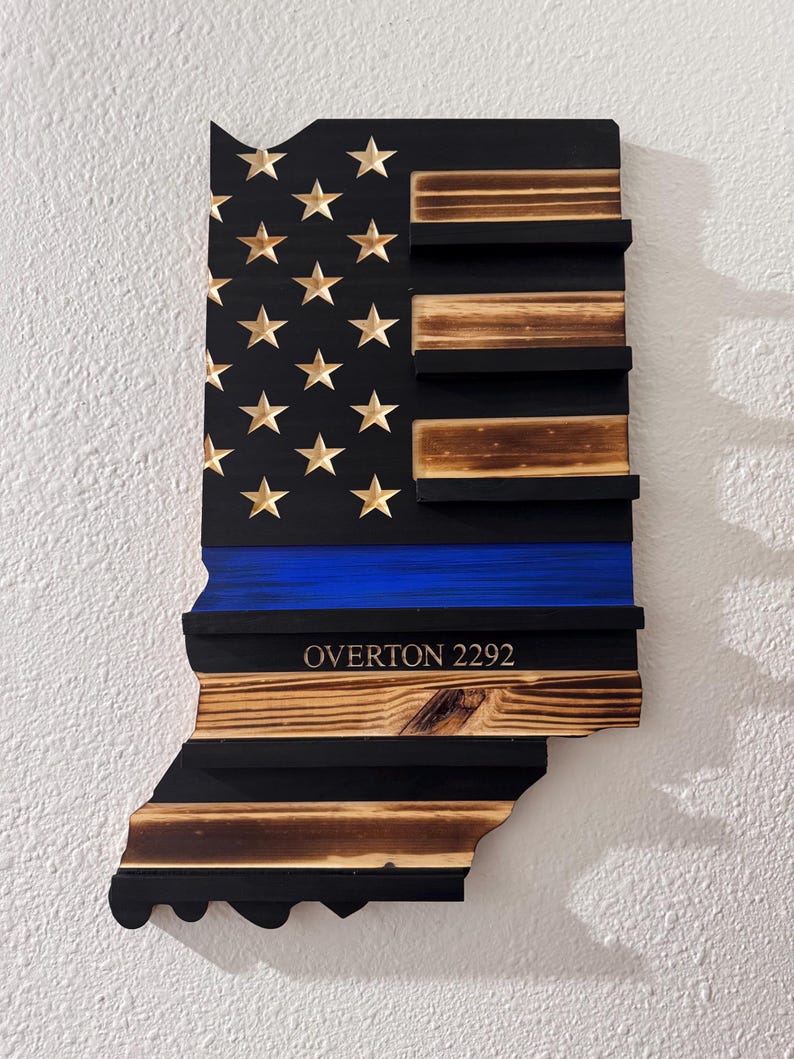 State Shaped Challenge Coin Display: Thin Blue Line Police Gift, Thin Red Line Gift, Military Gift, Thin Green Line Lift, Thin Yellow Line image 11