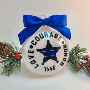 Police Officer Ornament, Blue Line Christmas Ornament, Badge Ornament, Police Gift, Christmas Ornament