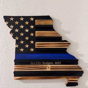 State Shaped Challenge Coin Display: Thin Blue Line Police Gift, Thin Red Line Gift, Military Gift, Thin Green Line Lift, Thin Yellow Line image 13