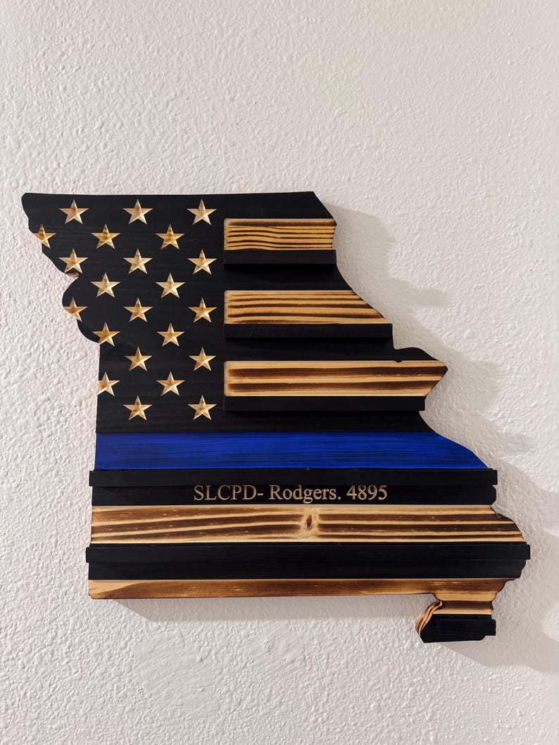 State Shaped Challenge Coin Display: Thin Blue Line Police Gift, Thin Red Line Gift, Military Gift, Thin Green Line Lift, Thin Yellow Line image 13