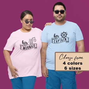 His and Her Shirt, His Mermaid Her Captain Matching Tees, Personalized Couples Gifts, Anniversary Gifts, Cotton Anniversary