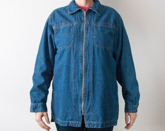 zip up denim shirt
