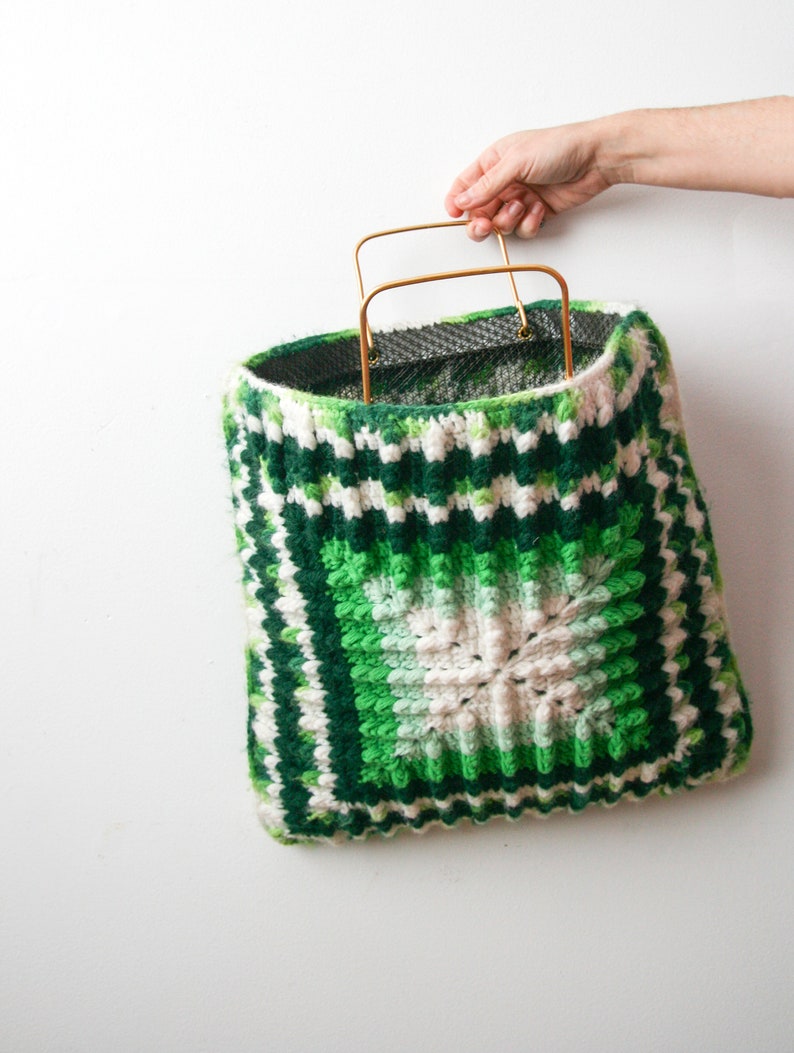 Green Crochet Bag Big Granny Square Bag