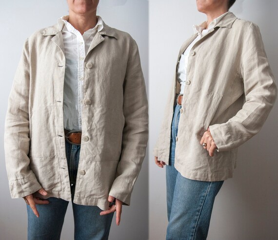 Ecru Linen Blazer, Light Linen Jacket