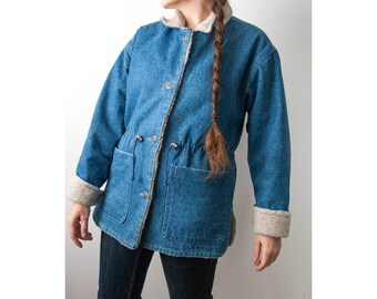 long sherpa denim jacket