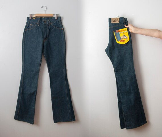 High Waisted Flared Jeans, 70s Dead Stock Lee Ride