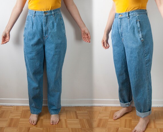 90s High Waisted Baggy Jeans, High Rise Tapered Le