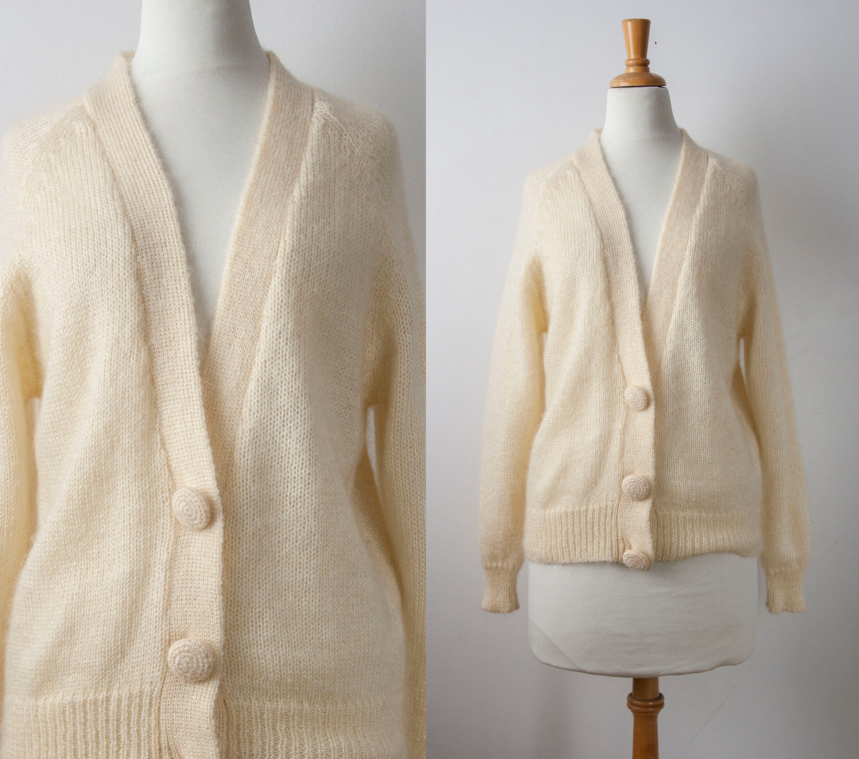 Fuzzy Ivory Cardigan - Etsy