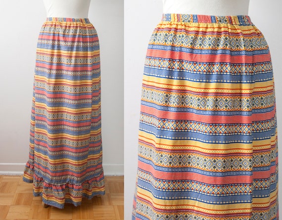 Maxi Hippie Skirt, Long Boho Skirt, Size S-M