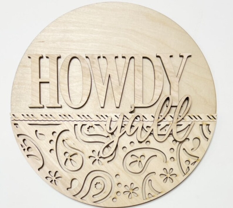 Howdy Y'all Western Handkerchief Door Hanger-laser Wood DIY Project ...