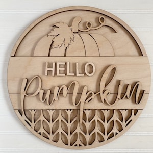 Hello Pumpkin Thanksgiving Fall Autumn Laser Wood DIY Project-Multi Layered