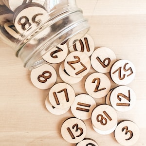 Wood Number Coins - Math Manipulatives - Educational Game - Montessori - Homeschool - Preschool Learning - Math Activities - Counting Games