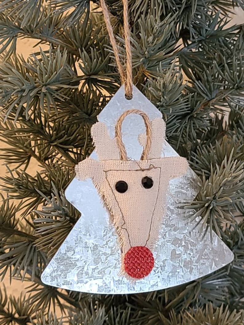 Metal Tree Reindeer Ornament