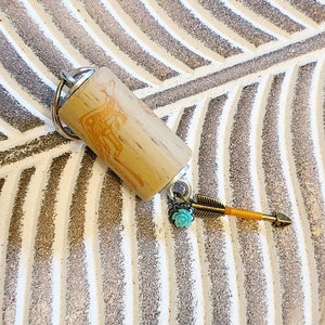 Cork Keychain | Orange Arrow Charm | Aqua Rose