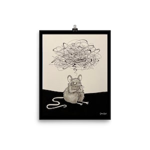 Muis in een stemming - Illustratie Print