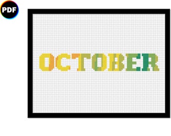 October Temperature Tracker Cross Stitch Pattern - tracking your local weather, habits or mood for a month, typography style | Digital file