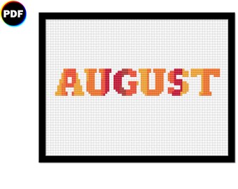 August Temperature Tracker Cross Stitch Pattern - tracking your local weather, habits or mood for a month, typography style | Digital file