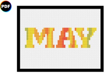 May Temperature Tracker Cross Stitch Pattern - tracking your local weather, habits or mood for a month, typography style | Digital file