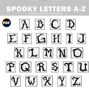 Spooky Letters Cross Stitch Patterns: Halloween Monogram Alphabet (PDF)