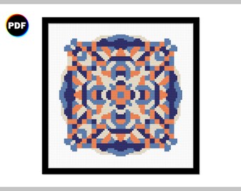 Geometric Mandala Cross Stitch Pattern (no. 1) - Modern Design - Instant Download PDF