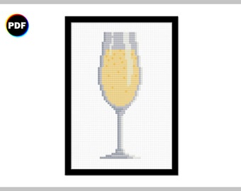 Champagne Glass Cross Stitch Pattern: NYE Celebration (PDF Pattern)