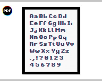 Patrón de punto de cruz con alfabeto 3D estéreo: fuente roja y azul (PDF)
