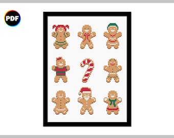 Gingerbread Folks Cross Stitch Pattern: Christmas Decorations (Digital Download)