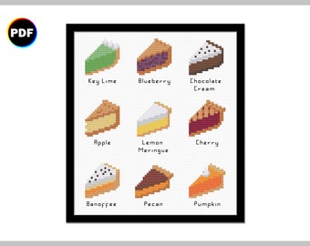 Patrón de punto de cruz de mini tartas: diseño de postre moderno (PDF)