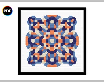 Geometric Mandala Cross Stitch Pattern (no. 3) - Modern Design - Instant Download PDF