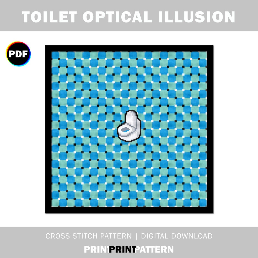 Toilet Optical Illusion Cross Stitch Pattern, Easy Xstitch, Bathroom