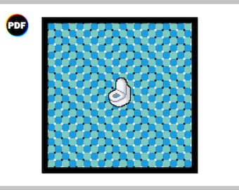 Optical Illusion Toilet Cross Stitch Pattern: Bathroom DIY (Digital Download)