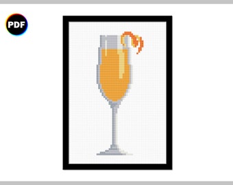 Mimosa Cocktail Cross Stitch Pattern (PDF Pattern)