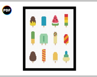Tiny Ice Pops Cross Stitch Pattern: Summer Vibes Design (PDF Pattern)